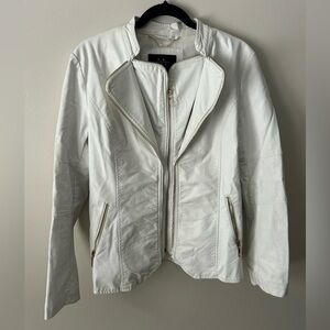 Elegant White Leather Jacket for Women